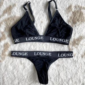 Lounge Underwear Triangle Bamboo Bralette and Thong Panty Set